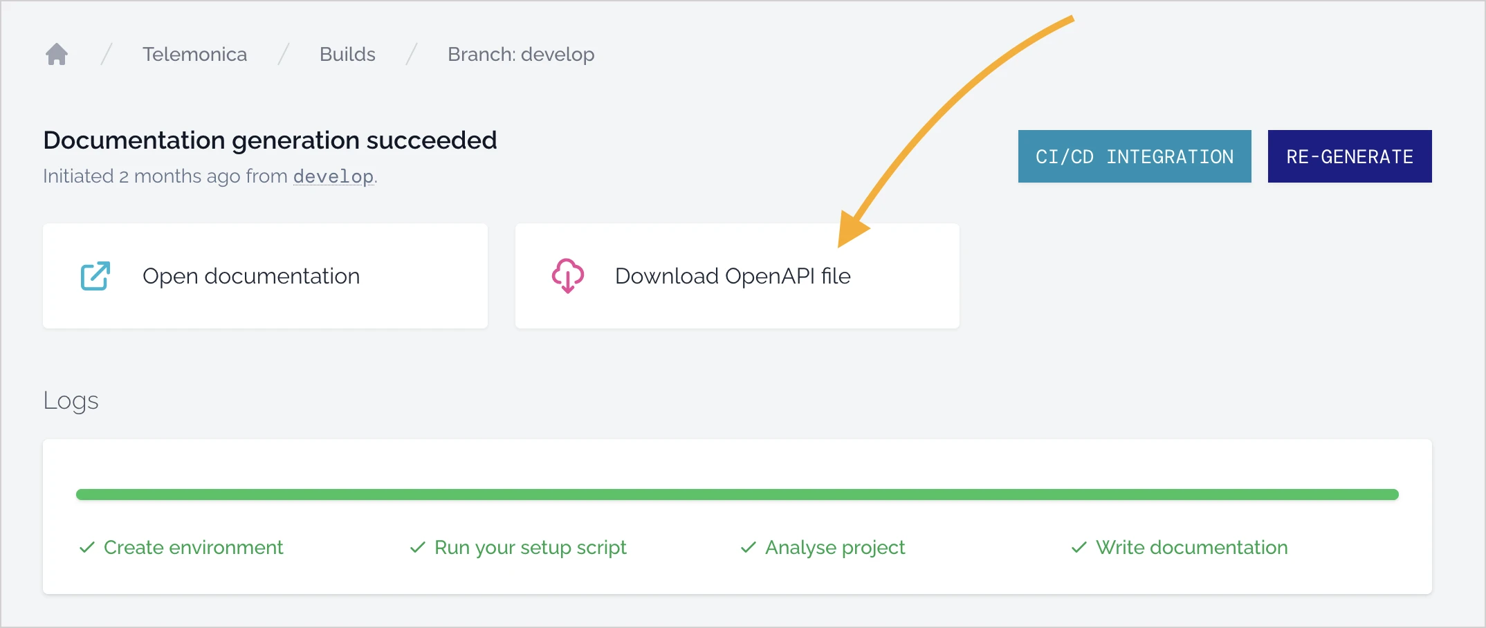 Download OpenAPI file button